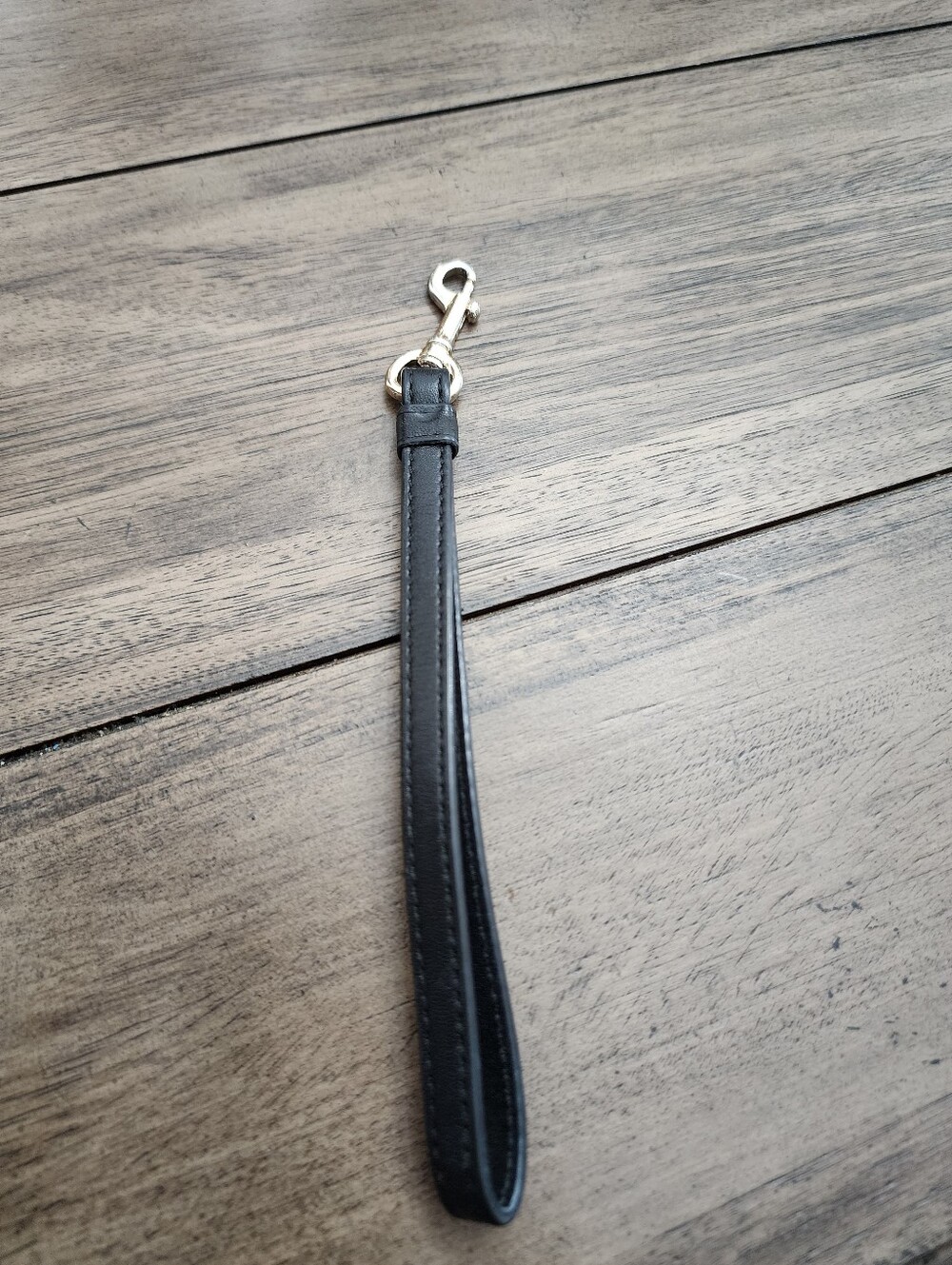 Coach Leather Wrist Strap - Black With Gold Hardware